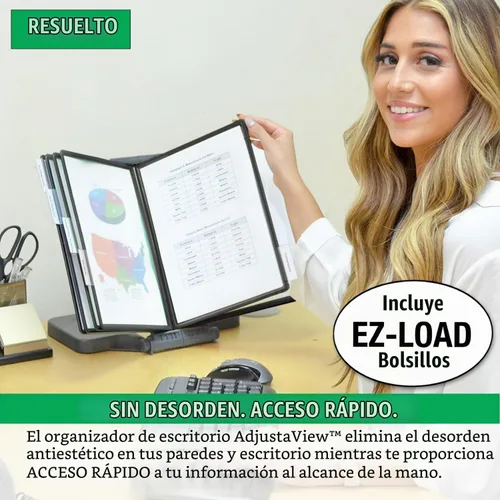Vista 3 de Ultimate Office AdjustaView Organizador de escritorio de referencia de 10 bolsillos con bolsillos de carga fácil y base compacta y pesada para mayor