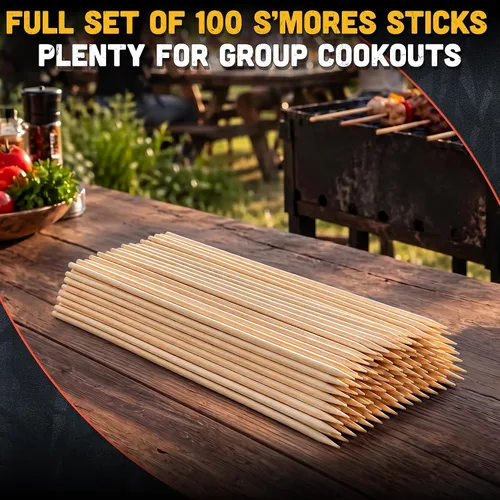 Vista 7 de 100 pinchos de madera de 12 pulgadas, palitos de bambú para aperitivos