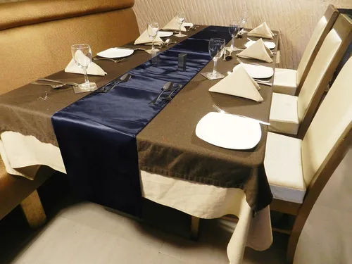 Vista 3 de Elina Home Elina's - Paquete de 10 caminos de mesa de satén de 12 x 108 pulgadas, decoración para banquetes de boda, (azul marino)