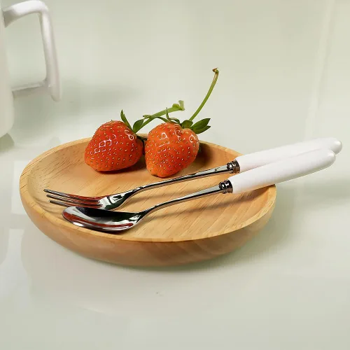 Vista 9 de 2 cucharaditas de acero inoxidable con mango de cerámica blanca (SUS304) de 5.5 pulgadas