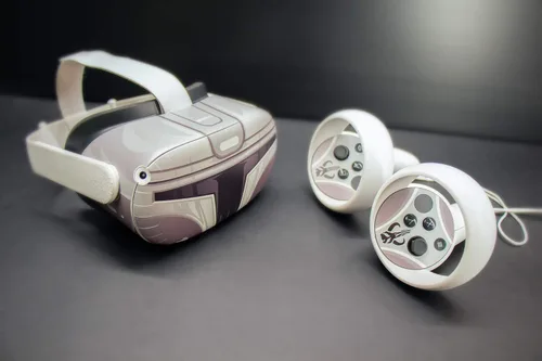 Vista 4 de Arlon Graphics, Adhesivo completo para casco espacial para Oculus Quest 2 Adhesivo de vinilo protector para cubierta de accesorios, color gris