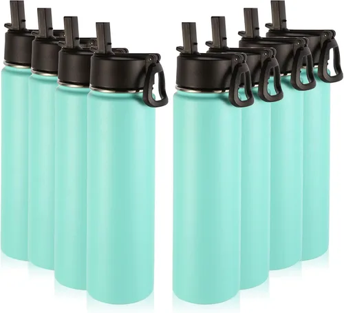 Vista 20 de Volhoply Botella de agua aislada de 24 onzas con tapa con popote, botellas deportivas de boca ancha de acero inoxidable con asa, tazas de vacío