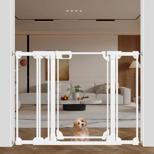 Vista 16 de WAOWAO Puerta de bebé de acrílico transparente de 40 pulgadas extra alta para escaleras, diseño moderno, puerta de acrílico con cierre automático