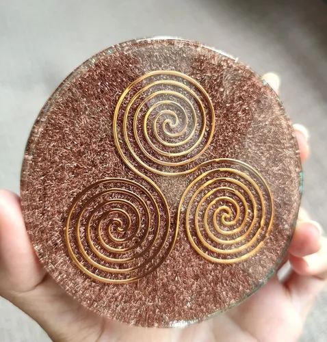 Vista 7 de Grande 4 "cristales turquesas Metatron's Cube Merkaba Coaster Placa de carga de agua Cúpula de energía
