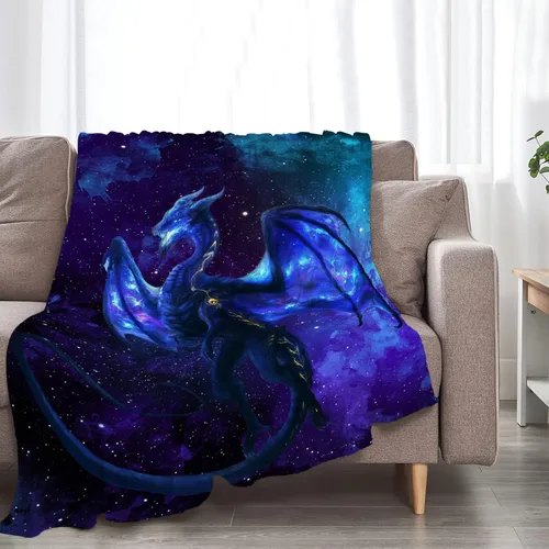 Vista 3 de Tijuboni Manta de dragón para niños y hombres, manta espacial de dragón para niños y adultos, manta de vellón ultrasuave y acogedora para sofá