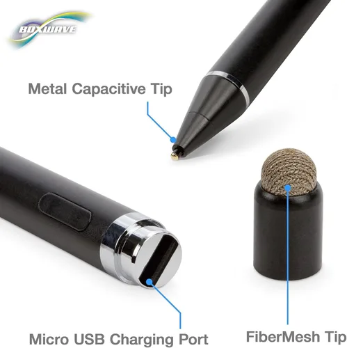 Vista 9 de BoxWave Universal AccuPoint Active Stylus, lápiz óptico electrónico con punta ultrafina, color negro azabache, lápiz óptico para smartphones