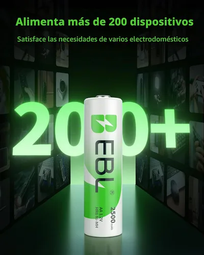 Vista 2 de EBL Baterías recargables AA de 1.2 V 2500 mAh de alto rendimiento precargadas pilas AA – 4