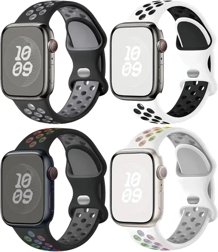 Vista 15 de Correas de silicona compatibles con Apple Watch Band de 1.496 in 1.575 in 1.614 in 1.654 in 1.732 in 1.772 in 1.811 in 1.929 in, correa deportiva