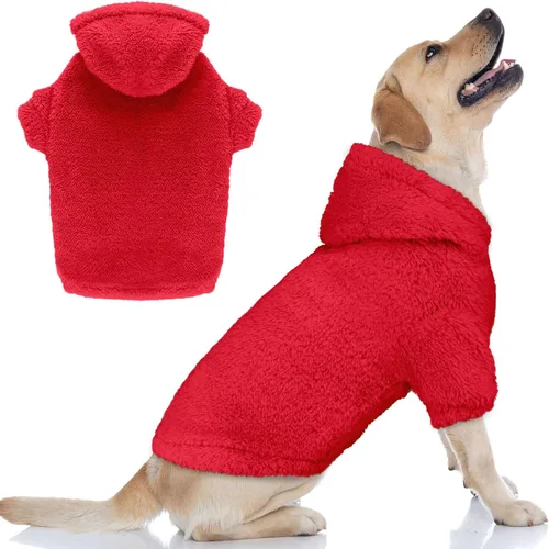 Vista 10 de Suéteres mullidos para perros medianos, suéter con capucha para perro, ropa cálida, suave y acogedora, abrigos para mascotas, sudadera con capucha