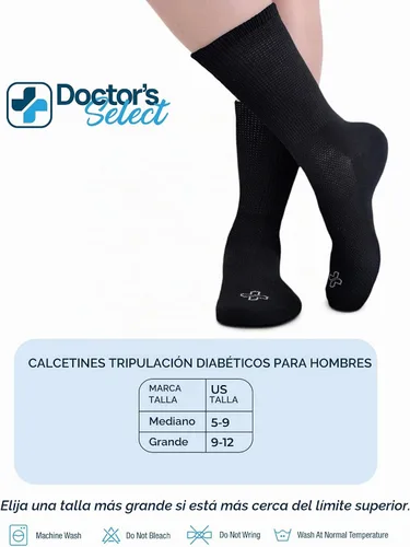 Vista 6 de Doctor's Select® Crew Diabetic Socks for Men - 4 Pairs Negro