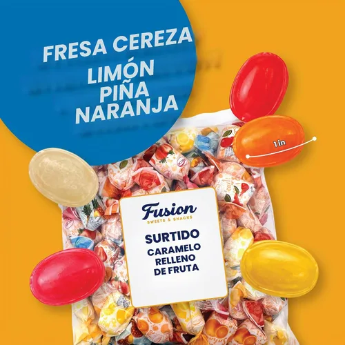 Vista 4 de Arcor Bon Bon Candy relleno de frutas, bolsa a granel de 2 libras, envuelta individualmente