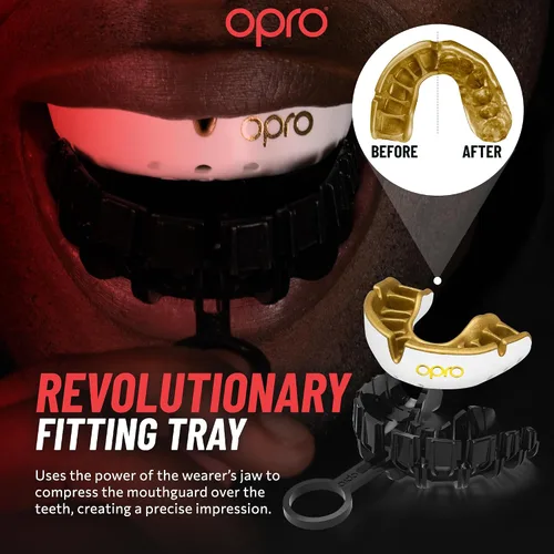 Vista 4 de OPRO Protector bucal Gold Level - Protector bucal moldeable con ajuste cómodo de primera calidad y protección multicapa para boxeo, artes marciales