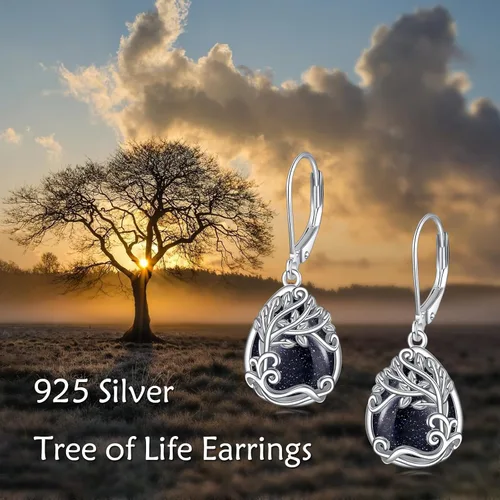Vista 194 de Aretes colgantes con forma de lágrima de filigrana de piedra lunar de plata de ley 925 con cierre de palanca para mujer, regalos de joyería