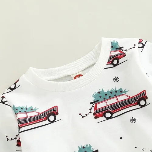 Vista 4 de Ropa de Navidad de manga larga con cuello redondo y pantalones lindos para invierno