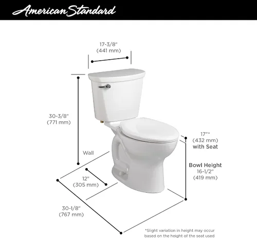 Vista 2 de American Standard Cadet PRO - Inodoro alargado de dos piezas, 1,6 gpf/6,0 Lpf, altura de silla, sin asiento
