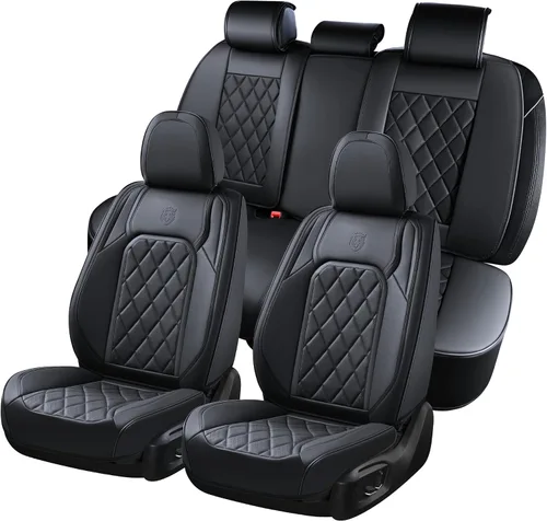 Vista 39 de Coverado Fundas de Asientos Delanteros, Funda de Asiento de Cuero Sintético de Lujo Impermeable, Protector de Asiento de Coche Beige, Funda