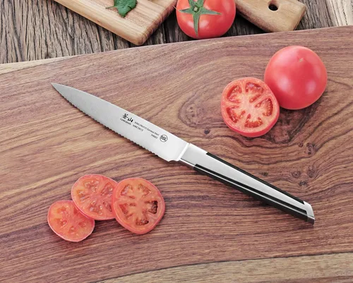 Vista 6 de Cangshan Cuchillo utilitario dentado forjado de acero alemán serie X, 5 pulgadas, plata