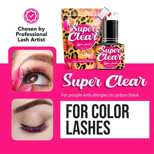 Vista 2 de Lyon Lash Super Clear - Pegamento de extensión de pestañas de 0.2 fl oz 1 a 2 sec tiempo de secado 6 a 8 semanas Suministros adhesivos negros