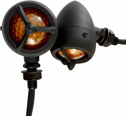 Vista 11 de FATECIM 2 unids motocicleta LED intermitente indicador ámbar luz mini bala aluminio moto indicadores intermitentes 12V universal (negro)