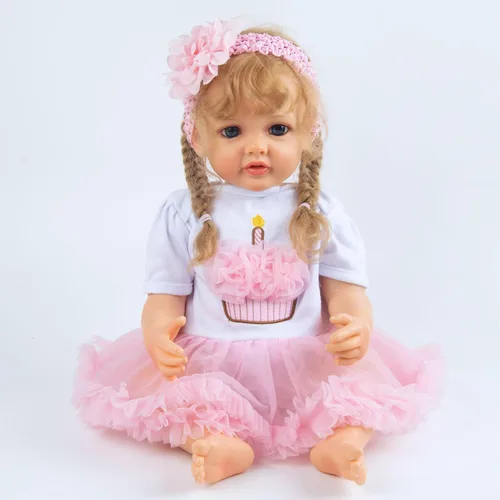 Vista 8 de Pink Crown Reborn Baby Dolls Ropa para 20-23 pulgadas pura hecha a mano 2 piezas Reborn Doll Baby Girl Set de ropa