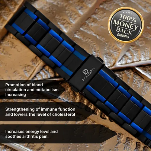Vista 7 de Pulsera magnética para hombre, 6200 Gauss Power, elegante titanio negro con cierre de metal y longitud ajustable, 3 veces de fuerza, regalo para él