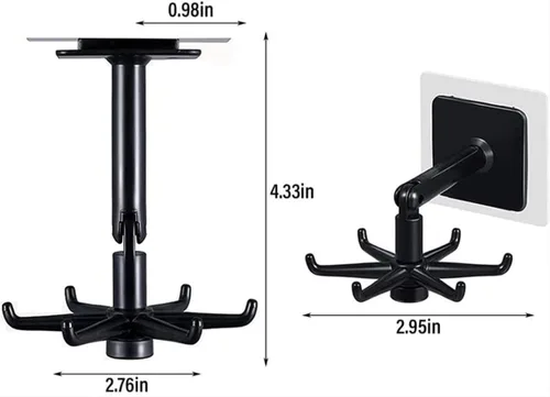 Vista 2 de Colgador de utensilios de cocina con 6 ganchos, gancho organizador para debajo del gabinete para cocina y baño, giratorio de 360°, ahorro