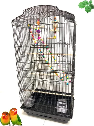 Vista 6 de Jaula de vuelo portátil grande de 36 pulgadas para periquito canario, cacatúa, agapornis, pinzón pequeño, periquitos de loro, jaula de viaje