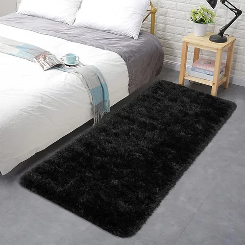 Vista 7 de ISEAU Alfombra de pasillo cómoda y esponjosa para dormitorio, de felpa con base de goma antideslizante, para dormitorio de bebé, al lado de la cama