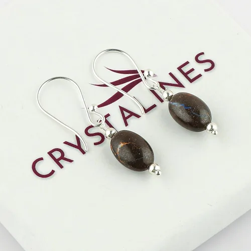 Vista 46 de Aretes de aro de cristal afganita natural Piedras afganas de alto grado Aretes chapados en plata Gota lisa Joyas de piedras preciosas hechas
