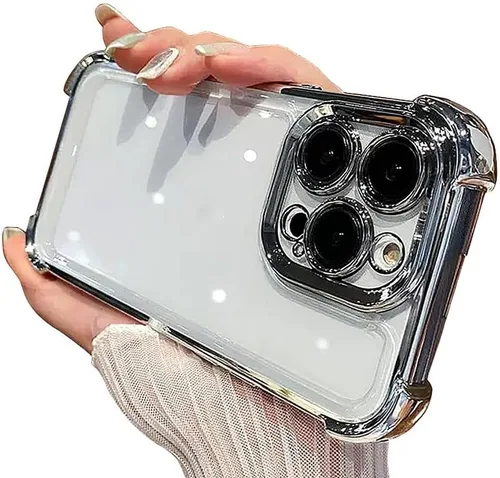 Vista 9 de Casechics Funda compatible con iPhone, protector de esquina galvanizado de cristal, transparente, suave, a prueba de golpes, color negro, iPhone 11