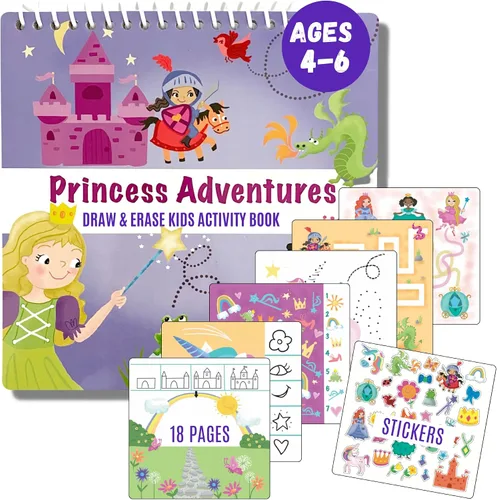 Vista 10 de Totebook Libro de Actividades Educativas de Viaje para Niños con Marcadores Lavables - Actividades de Auto y Avión, Juguetes Educativos para Niños