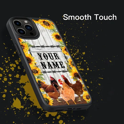 Vista 4 de Regalos personalizados para amantes del pollo, diseño de girasol, granja, pollo, funda de teléfono personalizada para iPhone 17 16 15 14 13 12 11