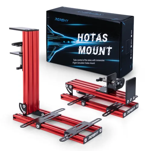 Vista 7 de Reashy Hotas Mount, Joystick Mount, Aluminum Flight Stick Desk Mount for Logitech X56, X52, X52 Pro, Thrustmaster T.1600M, TCA, T.Flight Hotas One