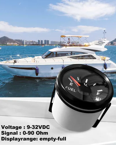 Vista 2 de ANODZU Medidor de combustible de 0 a 90 ohmios, esfera de 2.047 in, retroiluminación LED, impermeable, universal, para automóvil, barco, marino