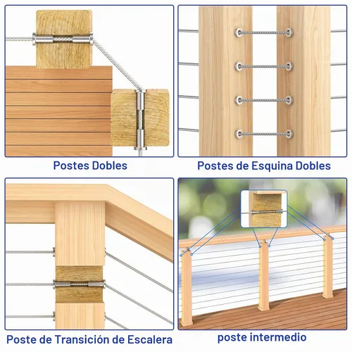 Vista 3 de BLIKA Paquete de 20 fundas protectoras de acero inoxidable para barandillas de cable de cubierta de 1/8 pulgadas, 5/32 pulgadas o 3/16 pulgadas