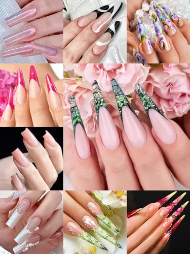 Vista 6 de EBANKU - 96 piezas de kit de formas de uñas de doble cara, transparentes y mate, molde de uñas completo, puntas para extensión de uñas acrílicas