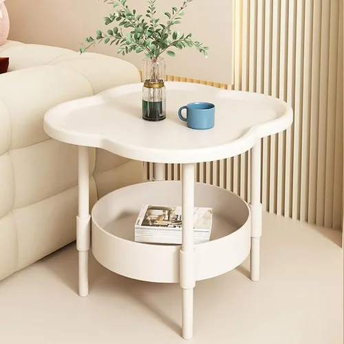Vista 4 de Mesa auxiliar pequeña con almacenamiento Mesa auxiliar blanca Mesas