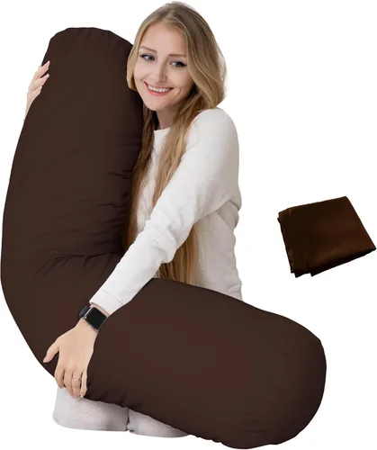 Vista 9 de Solo funda - Funda de almohada redonda beige de 54 x 12 pulgadas - Solo funda - Funda de almohada con cremallera - 100% microfibra cepillada - Funda