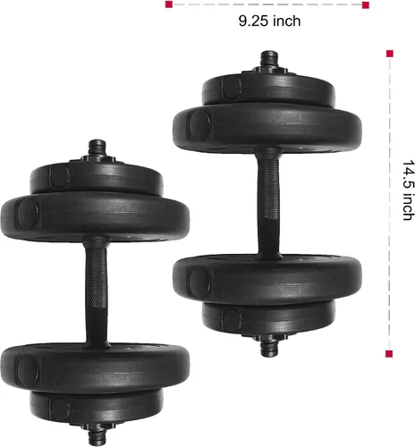 Vista 2 de Fitvids Mancuerna de hierro fundido con mango contorneado, juego de pesas ajustables, par de 40 libras, par de 105 libras, par de 200 libras