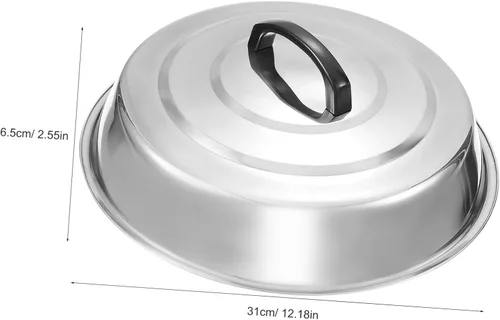 Vista 9 de Tapa redonda de acero inoxidable para cocinar al vapor para cocinar a la plancha y parrilla, utensilios de cocina versátiles para parrilla superior
