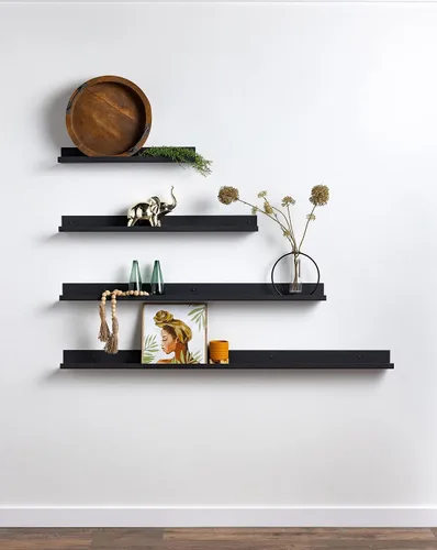 Vista 3 de Infinite Design - Estante flotante de metal de 24 pulgadas Moderno repisa de acero con recubrimiento en polvo negro, fabricado en Estados Unidos