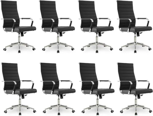 Vista 22 de Okeysen Office Desk Chair, Ergonomic Leather Modern Conference Room Chairs, Executive Ribbed Height Adjustable Swivel Rolling Chair for Home Office