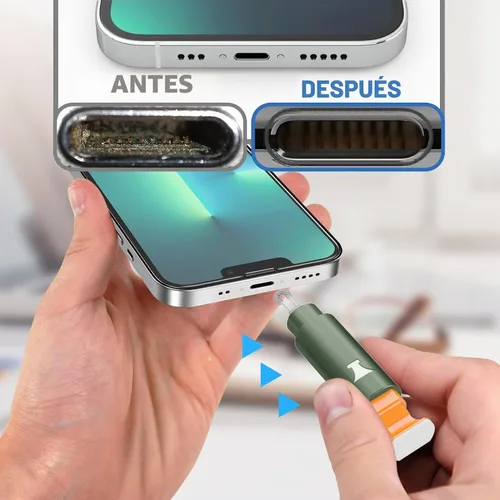 Vista 4 de Kit de limpieza para iPhone, limpiador de puerto de carga, AirPod, verde militar Multi-Tool, iPhone Cleaner, Repair Lightning Cable USB C Speaker