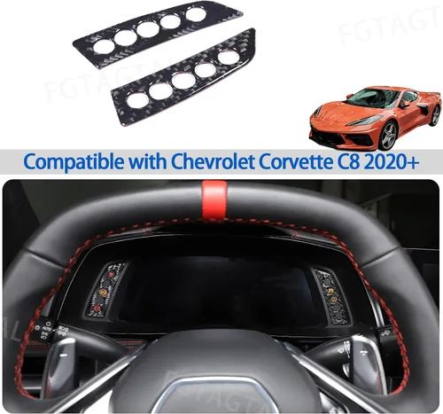 Vista 6 de Adhesivo suave de fibra de carbono para panel de instrumentos, compatible con Chevrolet Corvette C8 2020-2025, accesorios adhesivos para panel