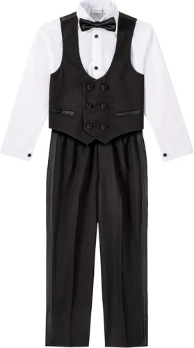 Vista 8 de Van Heusen Conjunto de traje formal de 4 piezas para niños, chaleco, pantalones, camisa de vestir con cuello y corbata