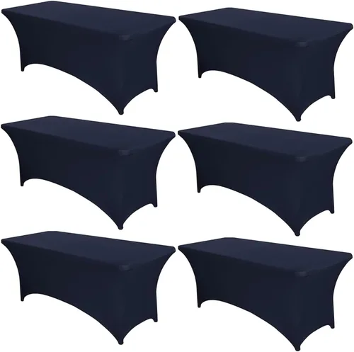 Vista 52 de PTC21B - Juego de 6 manteles elásticos de 6 pies, color negro, rectangular, ajustable, lavable, de elastano, para fiestas, bodas, cócteles