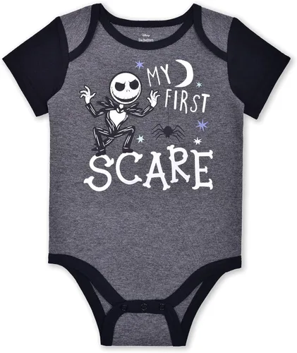 Vista 2 de Disney Nightmare Before Christmas Jack Skellington - Paquete de 3 mamelucos para bebé color gris