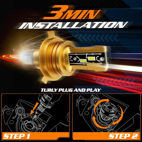 Vista 9 de M-AUTO Bombillas LED H4, 3600 lm por juego, 6500 K, color blanco frío para maletero de coche, motocicleta, haz alto y bajo, Plug and Play, paquete