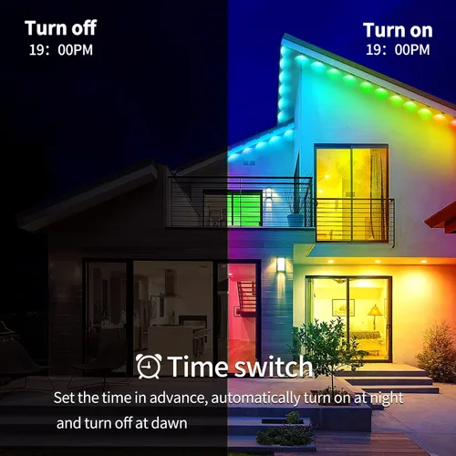 Vista 5 de Luz permanente para exteriores de 100 pies, luces RGB inteligentes para exteriores con aplicación y control remoto, sincronización de música