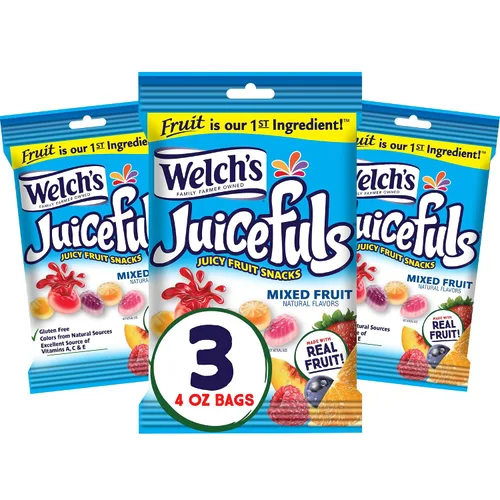 Vista 9 de Welch's Juicefuls - Bocadillos de frutas jugosas, salpicaduras de isla, sin gluten, bolsas de tamaño compartido de 4 onzas (paquete de 3)